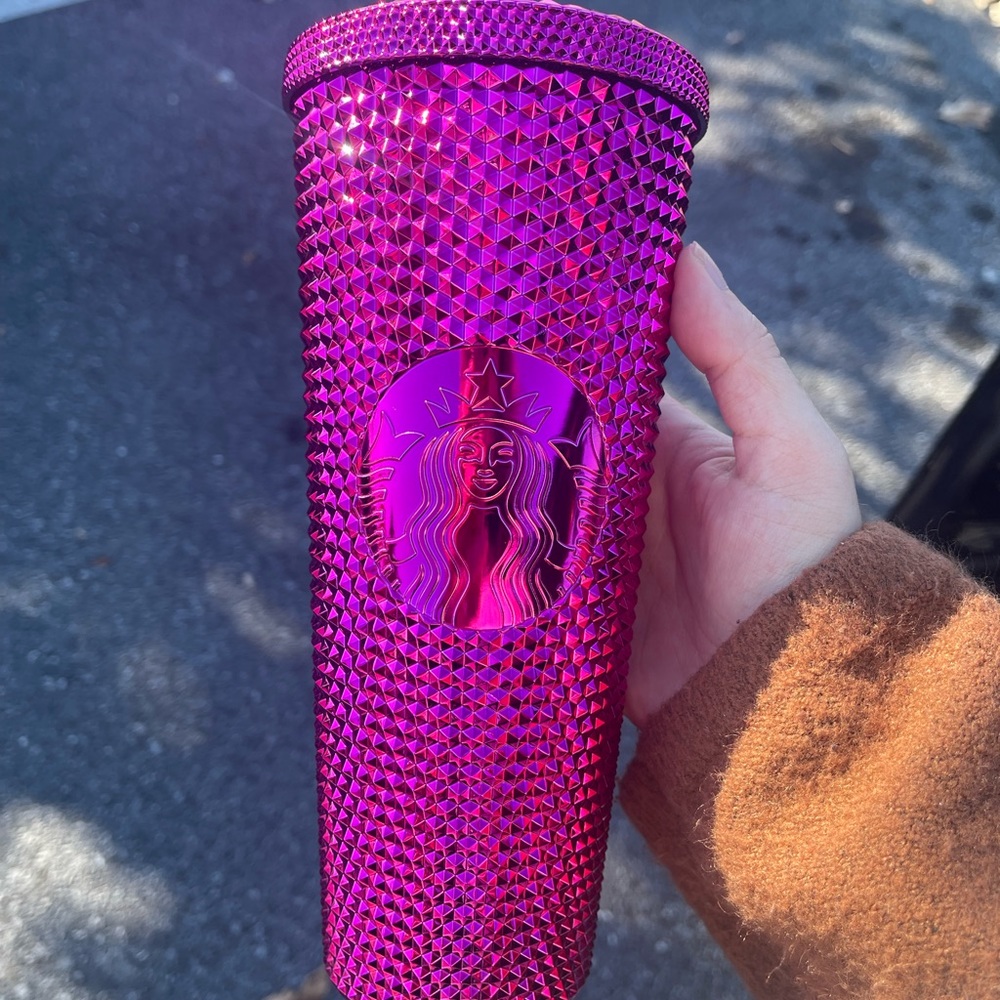 Starbucks 2022 Holiday Studded Sangria pink purple bling tumbler cup